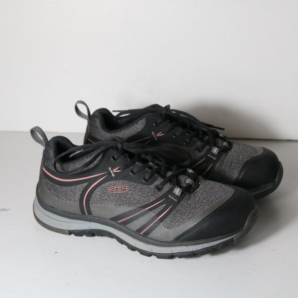 Keen Womens Sedona Steel (Aluminum) Toe Gray Pink Shoes Size 7 Wide